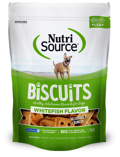 NUTRI SOURCE Biscuits WhiteFish Flavor Healthy Grain Free Dog Treats 397g