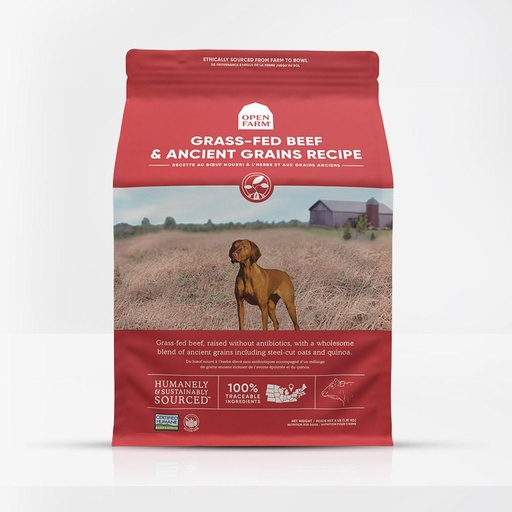 OPEN FARM Harvest Grass-Fed Beef &amp; Ancient Grains Recipe Dry Dog Food 10kg