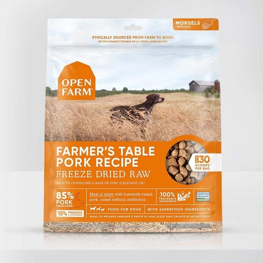 OPEN FARM Farmers Table Pork Recipe Freeze Dried Raw Dog Food 623g