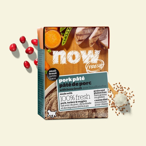 NOW FRESH Grain-Free Pork Pate With Bone Broth Case of 12 Wet Dog Food 182g