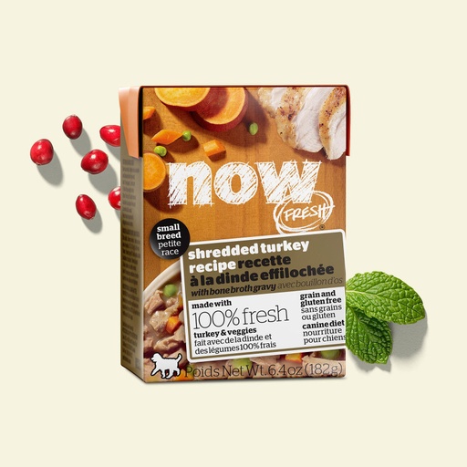 NOW FRESH Grain-Free Small Breed Shredded Turkey With Bone Broth Case of 24 Wet Dog Food 182g