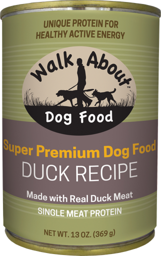 WALK ABOUT Duck Recipe Case of 12 Premium Canned Dog Food 369g