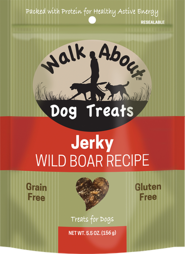 WALK ABOUT Wild Boar with Apple Grain-Free Jerky Dog Treats 156g