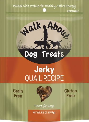 WALK ABOUT Quail Grain-Free Jerky Dog Treats 156g