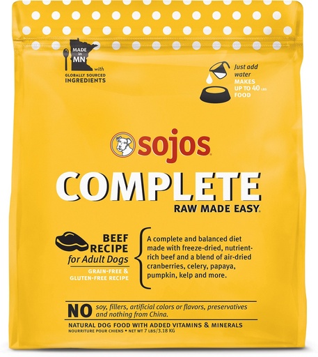 SOJOS Complete Beef Recipe Adult Grain-Free Freeze-Dried Dehydrated Dog Food 3.18kg