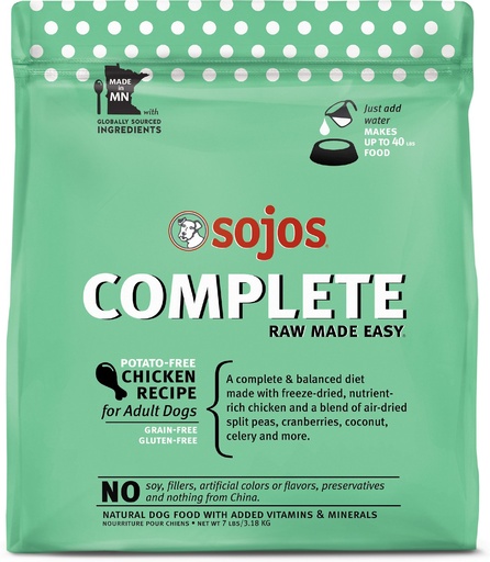 SOJOS Complete Chicken Recipe Adult Grain-Free Freeze-Dried Dehydrated Dog Food 3.18kg