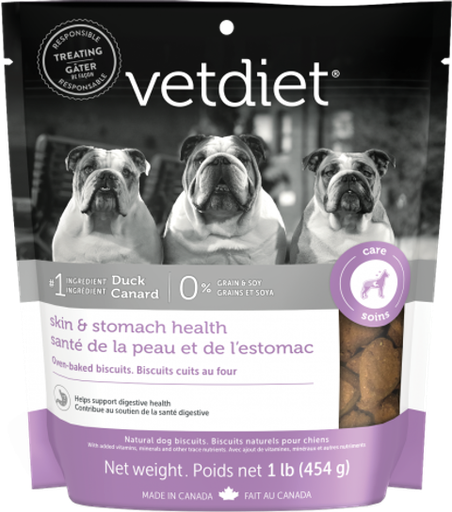 VETDIET Skin &amp; Stomach Health Biscuits Dog Treats 454g