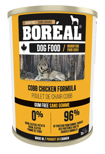 BOREAL CANADIAN COBB CHICKEN FORMULA CASE OF 12 WET CANNED DOG FOOD 369G