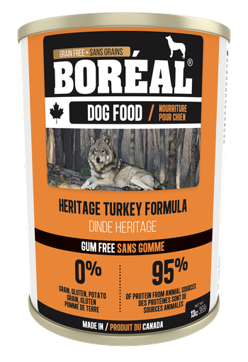 BOREAL CANADIAN HERITAGE TURKEY FORMULA CASE OF 12 WET CANNED DOG FOOD 369G
