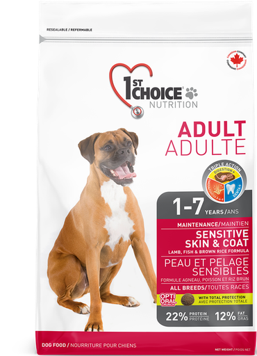 1ST CHOICE Sensitive Skin &amp; Coat, Lamb Formula All Breeds Adult Dry Dog Food 7kg