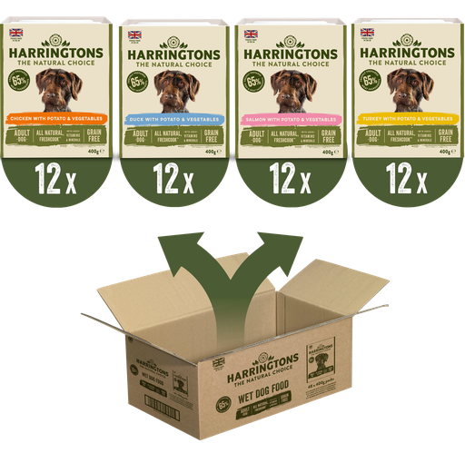 HARRINGTONS GRAIN FREE MIXED VARIETY PACK OF 48 WET DOG FOOD 400G