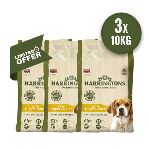 HARRINGTONS TRIPLE TURKEY &amp; RICE VARIETY BUNDLE OF 3 ADULT DRY DOG FOOD 10KG