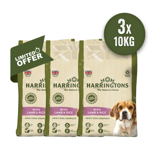 HARRINGTONS TRIPLE LAMB &amp; RICE VARIETY BUNDLE OF 3 ADULT DRY DOG FOOD 10KG