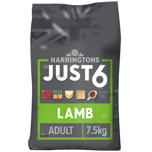 HARRINGTONS JUST 6 SLOW BAKED COMPLETE GRAIN FREE LAMB &amp; VEGETABLE DRY DOG FOOD 7.5KG