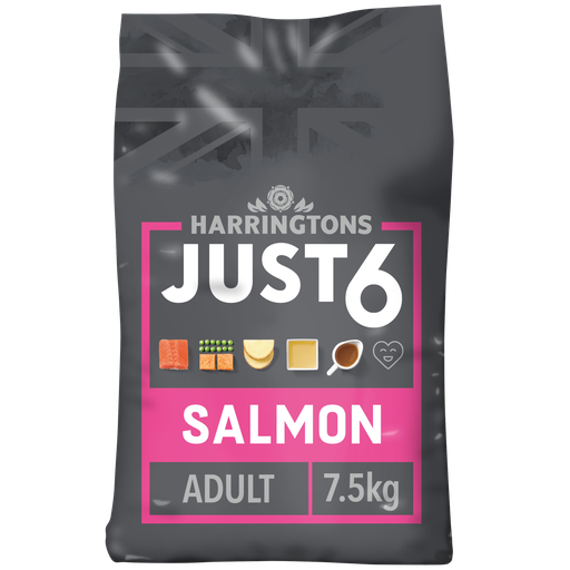 HARRINGTONS JUST 6 SLOW BAKED COMPLETE GRAIN FREE SALMON &amp; VEGETABLE DRY DOG FOOD 7.5KG