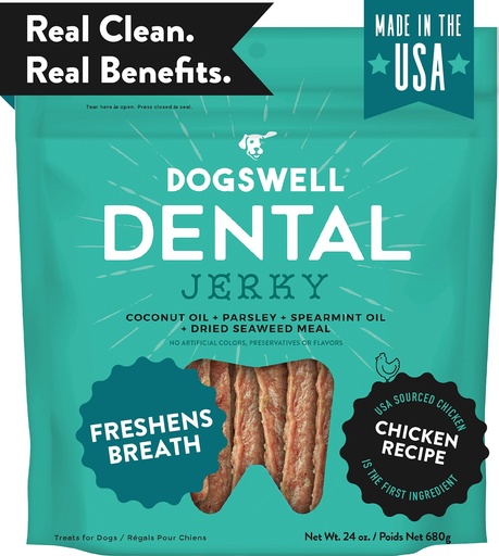 DOGSWELL Dental Chicken Recipe Jerky Dog Treats 680g