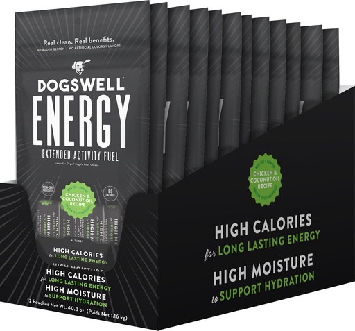 DOGSWELL Energy Extended Activity Fuel Chicken &amp; Coconut Oil Recipe Grain-Free Lickable Case of 12 Dog Treats 1.16kg