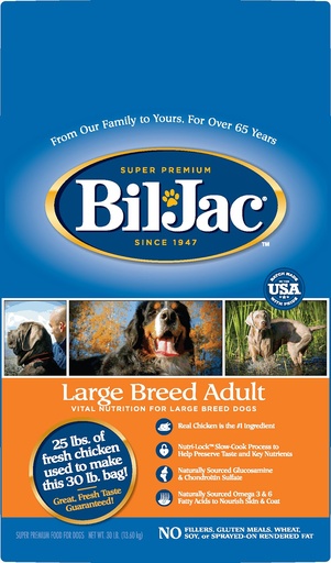 BIL-JAC Large Breed Adult Chicken Recipe Dry Dog Food 13.6kg