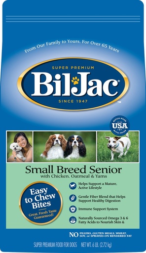 BIL-JAC Small Breed Senior Chicken, Oatmeal &amp; Yam Recipe Dry Dog Food 2.72kg