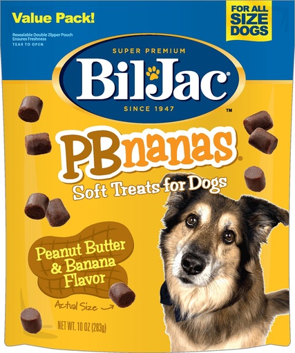 BIL-JAC PBnanas Peanut Butter &amp; Banana Flavor Soft Dog Treats 283g