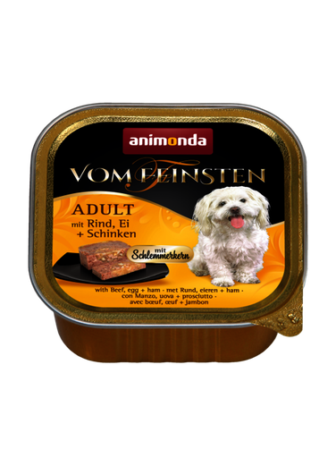 ANIMONDA VOM FEINSTIEN GOURMET CENTRE WITH BEEF, EGG + HAM ADULT CASE OF 6 WET DOG FOOD 150G