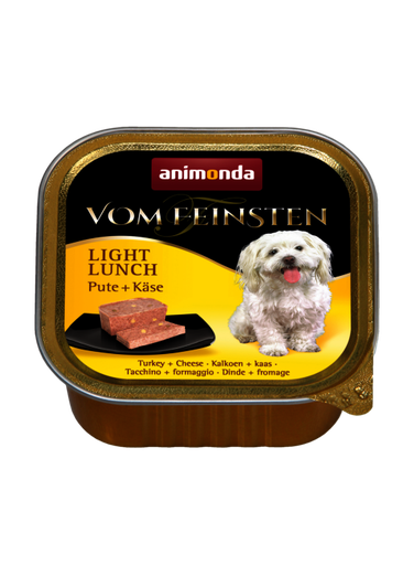 ANIMONDA VOM FEINSTEN LIGHT LUNCH TURKEY + CHEESE ADULT CASE OF 6 WET DOG FOOD 150G