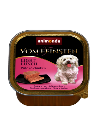 ANIMONDA VOM FEINSTEN LIGHT LUNCH TURKEY + HAM ADULT CASE OF 6 WET DOG FOOD 150G