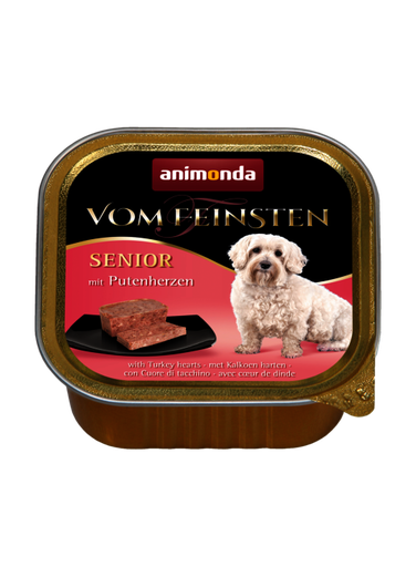 ANIMONDA VOM FEINSTEN TURKEY HEARTS SENIOR CASE OF 6 WET DOG FOOD 150G