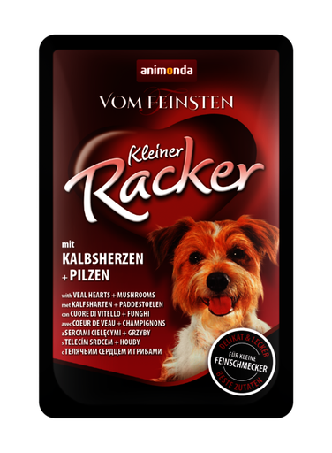 ANIMONDA VOM FEINSTIEN KLEINER RACKER WITH VEAL HEARTS + MUSHROOMS CASE OF12 WET DOG FOOD 85G