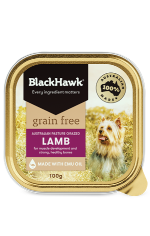 BLACKHAWK Grain Free Australian Lamb Case of 9 Wet Dog Food Tray 100g