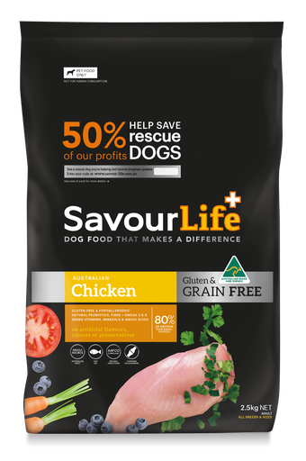 SAVOURLIFE Gluten &amp; Grain Free, Chicken Recipe Adult Dry Dog Food 2.5kg