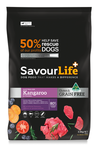 SAVOURLIFE Grain Free, Kangaroo &amp; Chicken Recipe Adult Dry Dog Food 2.5kg