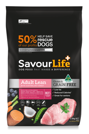 SAVOURLIFE Grain Free, Adult Lean Turkey Recipe Puppy Dry Dog Food 2.5kg