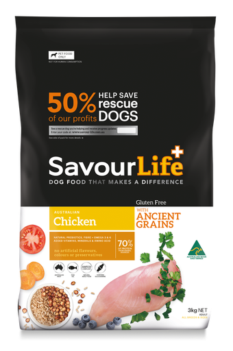 SAVOURLIFE Ancient Grains and Chicken Recipe Dry Dog Food 3kg