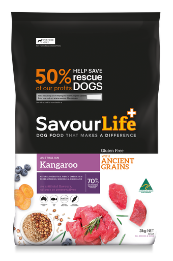 SAVOURLIFE Ancient Grains and Kangaroo Recipe Dry Dog Food 3kg