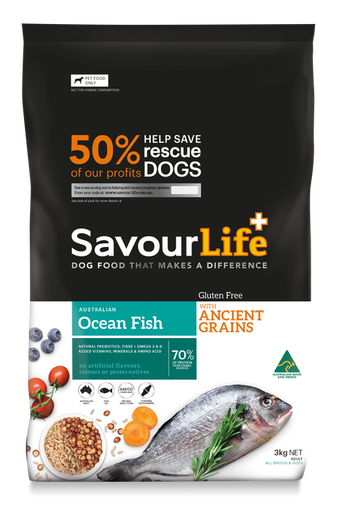 SAVOURLIFE Ancient Grains and Ocean Fish Recipe Adult Dry Dog Food 3kg