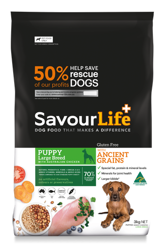 SAVOURLIFE Ancient Grains and Chicken Recipe Large Breed Puppy Dry Dog Food 3kg