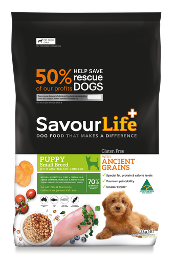 SAVOURLIFE Ancient Grains and Chicken Recipe Small Breed Puppy Dry Dog Food 3kg