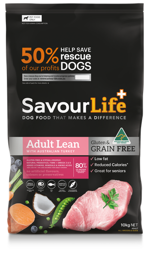 SAVOURLIFE Grain Free Adult Lean and Turkey Recipe Dry Dog Food 10kg