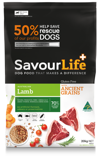 SAVOURLIFE Gluten Free Lamb Ancient Grain Adult Dry Dog Food 20kg