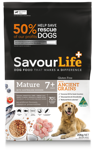 SAVOURLIFE Gluten Free Adult 7+ Ancient Grain Senior Dry Dog Food 20kg