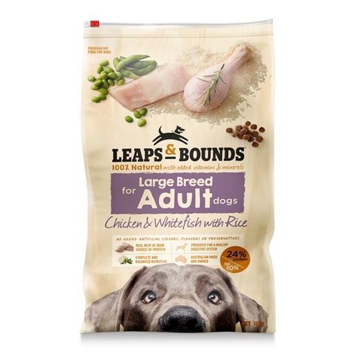 LEAPS AND BOUNDS Large Breed Chicken &amp; White Fish Adult Dry Dog Food 15kg