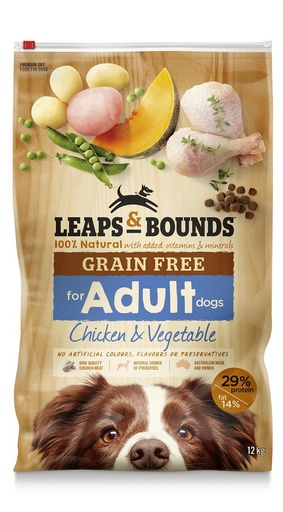 LEAPS AND BOUNDS Grain Free Chicken &amp; Vegetable Adult Dry Dog Food 12kg