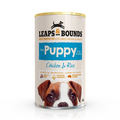 LEAPS AND BOUNDS Chicken &amp; Rice Case of 12 Puppy Wet Canned Dog Food 700g