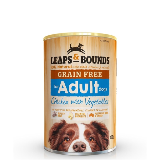 LEAPS AND BOUNDS Grain Free Chicken with Vegetables Case of 12 Adult Wet Canned Dog Food 400g