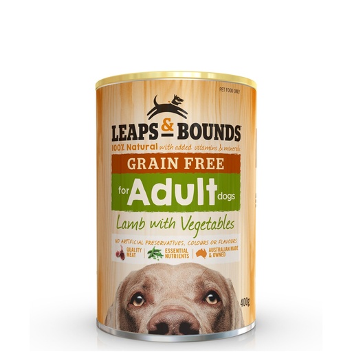 LEAPS AND BOUNDS Grain Free Lamb with Vegetables Case of 12 Adult Wet Canned Dog Food 400g