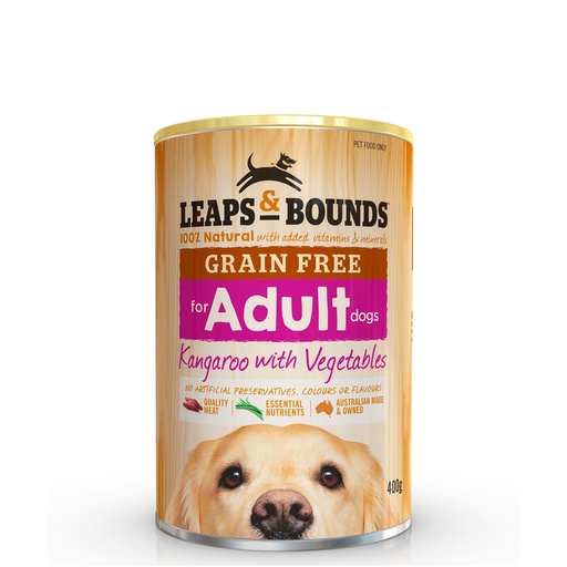 LEAPS AND BOUNDS Grain Free Kangaroo with Vegetables Case of 12 Adult Wet Canned Dog Food 400g