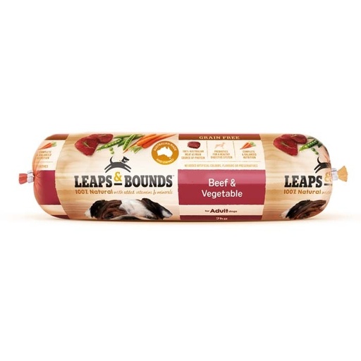 LEAPS AND BOUNDS Beef &amp; Vegetable Roll Adult Dog Food 2kg