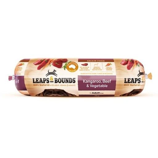 LEAPS AND BOUNDS Kangaroo, Beef &amp; Vegetable Roll Adult Dog Food 2kg
