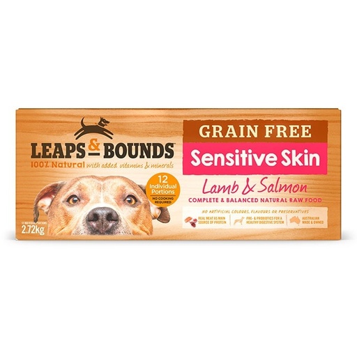 LEAPS AND BOUNDS Grain-Free Sensitive Skin Lamb &amp; Salmon Patties Frozen Raw Adult Dog Food 2.72kg